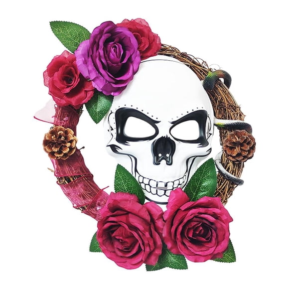 Halloween Skull Wreaths Artesanía Colgante De Pared Colgante De Pared Para Decoración Blanco