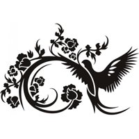 Rienda Libre Graphics - Decomural Floral Bird Flowers Feathers Ws-18582