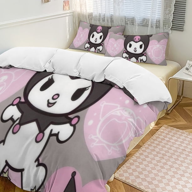 Sanrio Quilt Set Thicken Soft 3 Pieces Bedding Set All Season Duvet Cove with 2 Pillowcases for Adult Women Girls Teens Home Room Decor