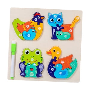 Bothyi - El Bloque De Madera Forma El Rompecabezas De Madera Lindo Para Las Edades 3-5 Pasto De Aprendizaje Preescolar De La Muchacha