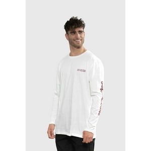 Polera Orgánica Manga Larga Vertical Logo Blanco Hombre Falcone