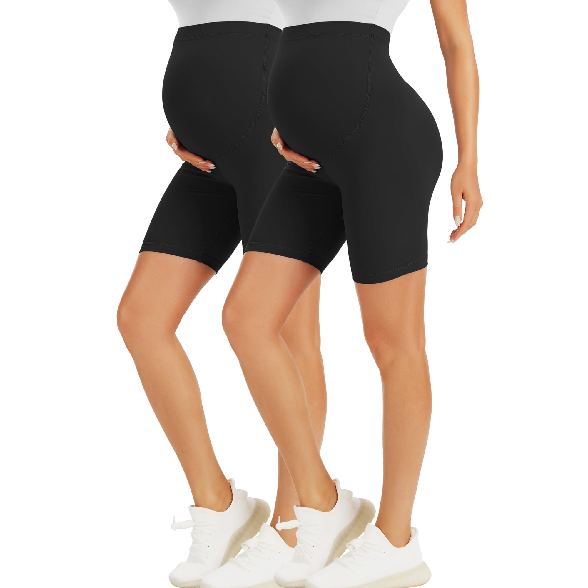 Pantalones Cortos De Maternidad Bonvigor Over The Belly-5 Biker Workout Yoga