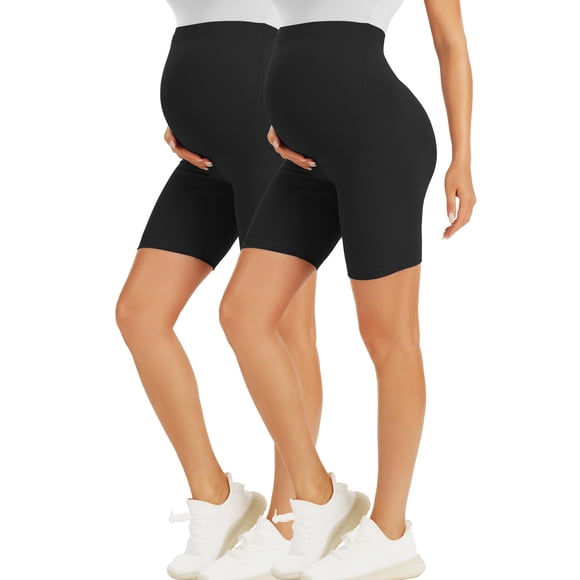 Pantalones cortos de maternidad BONVIGOR Over The Belly-5 Biker Workout Yoga