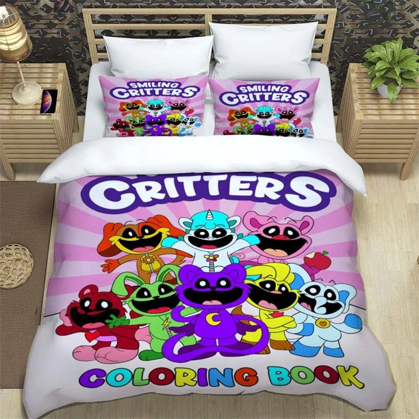 v274 Bed Sheets Cartoon Smilings Critters Bedding Set,Duvet Cover Comforter Bed Set Quilt Cover Pillowcase,King Queen Twin Size Boys Girls Adult 3-Piece Bedding Set (1 Duvet Cover + 2 Pillow Shams) Be