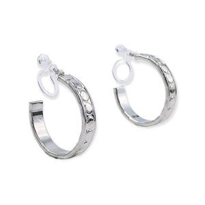 Elbauldejuma - Aros Sin Perforación Argolla Hoop Relieve Ovalos Clip Invisible