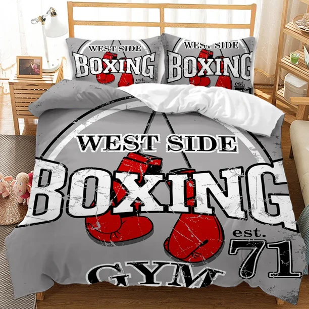 v1215 Bed Sheets Boxing Games Duvet Cover Set Red Blue Boxing Bedding Set Competitive Sports Boxing Game Double Queen King Polyester Quilt Cover 3-Piece Bedding Set (1 Duvet Cover + 2 Pillow Shams) Be