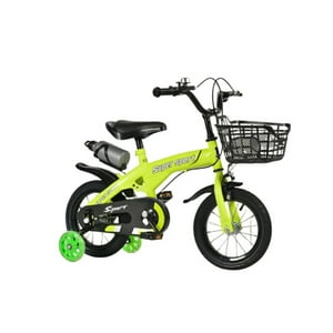 Babyluna - Bicicleta Aro 16 Con Cesta, Ruedas Y Botellón De Agua Verde