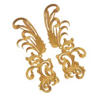 Bothyi - 2 Parches Bordados Para Costura, Decoración Artesanal, Encaje Para Jeans, Manualidades, Boda, Oro