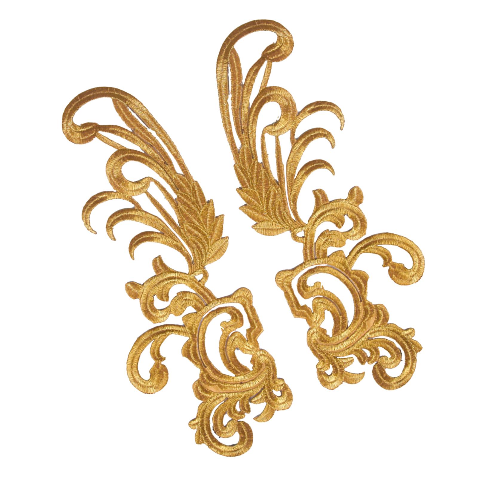 Bothyi - 2 Parches Bordados Para Costura, Decoración Artesanal, Encaje Para Jeans, Manualidades, Boda, Oro