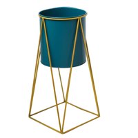 Fliperex - Porta Macetero Pedestal Maceta Plantas Verde Dorado
