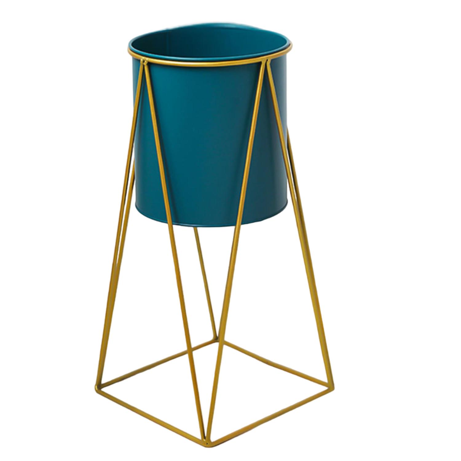 Fliperex - Porta Macetero Pedestal Maceta Plantas Verde Dorado