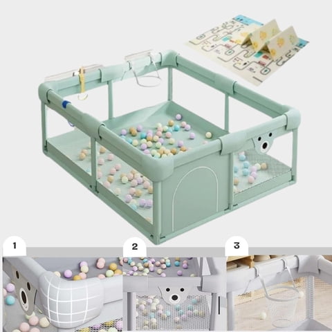 Babyluna - Corral Gimnasio De Juego Bebé Con Alfombra Y Juegos