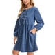thumbnail image 4 of INSPIRE CHIC Vestido de Mezclilla para Mujer con Lazo al Frente y Mangas Largas Estilo Babydoll M Azul, 4 of 6