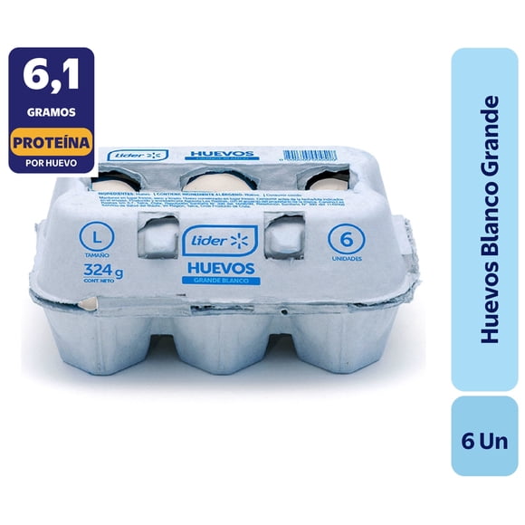 Huevos Tradicionales Grande Blanco, 6 Un