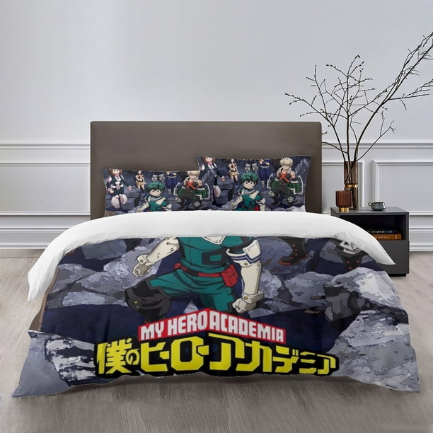 My Hero Academia Bedding Sets Bed Cartoon Duvet Cover Lightweight 3 Piece Bet Sets for Kids Boys Girls