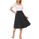 thumbnail image 2 of INSPIRE CHIC Falda Midi para Mujer Regreso a Clases Cintura Elástica Sólida Falda Acampanada en Línea A con Bolsillos Negro L, 2 of 7