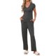 thumbnail image 2 of Conjunto de pijama de manga corta para mujer, ropa de descanso para el hogar, para noches cómodas, XS, gris, 2 of 6