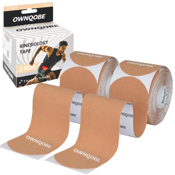 Cinta de Kinesiología OWNQOBE 2 Rollos Impermeable Beige