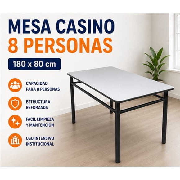 Mesa Comedor Industrial 8 Personas 180 x 80 cm Alta Resistencia