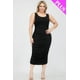 thumbnail image 3 of Saronite Vestido Midi Ajustado sin Mangas, Elástico, Fruncido y con Escote Cuadrado, Color Negro (Talla Grande para Mujer), 3 of 5