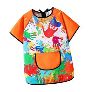 Magideal - El Delantal De La Pintura De Arte De Arte Infantil Convenientemente De Pintura De Pintura Para Artesanías De La Clase De Arte Naranja Xl