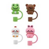 Bothyi - Protector De Paja A Prueba De Polvo, Tapa Creativa Para Beber, Puntas De Paja, Animales, 4 Piezas