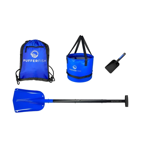 Kit Sand Castle PUFFERFISH de calidad profesional con balde, pala y cuchara