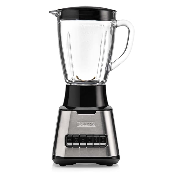 Licuadora Thomas TH-410Vi 1,5 Litros 600W Juguera Jarro de Vidrio 6 Velocidades más 2 Pulsos Cuchillas 4 Fold Titanium Blades Acople Metálico Base Acero Inoxidable Gris