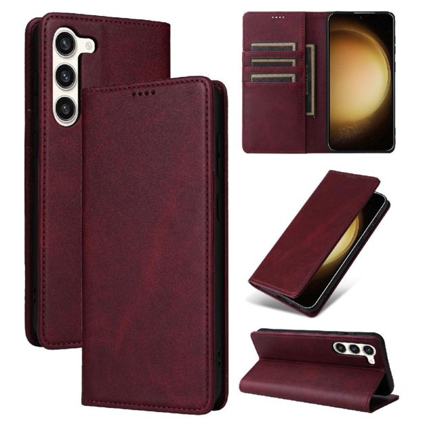 Funda Cartera para Samsung Galaxy S23 Plus con Ranuras Tarjetas y Soporte - Protección Completa Rojo