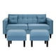 thumbnail image 1 of Sofa New Retro 3c + 2 Pouf Felpa 00 Azul Petroleo, 1 of 5