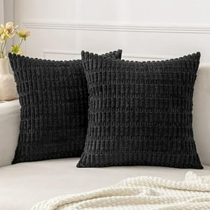 Aura Zeus - Fundas De Cojines Negra Set X2 Cama Sillon Suave 45 X 45 Almohada
