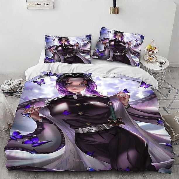 Butterfly-inobu -Póster- Funda nórdica Juego de cama de 3 piezas, Decoración de ambiente para habitación -Anime -periferia