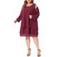 thumbnail image 4 of Agnes Orinda Vestido Midi Sin Mangas de Chifón en Tallas Grandes para Mujer y Cárdigan de Manga Larga Abierto al Frente Conjunto Elegante Formal de Boda de 2 Piezas 4X Burdeos, 4 of 6