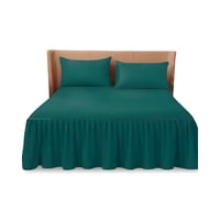 Genérico - Faldon De Cama Para Base Con Volado 2 Plazas 150X200 Cm Verde