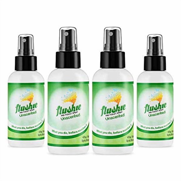 Desodorizador de inodoro Flushie en aerosol para antes de ir al baño, tamaño de viaje, 120 ml