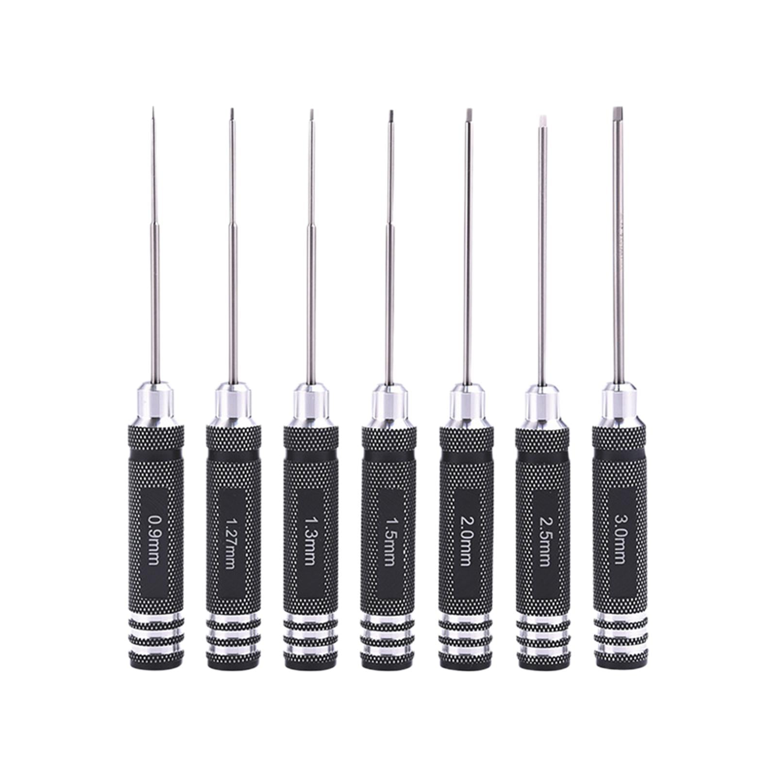 Magideal - Juego De 7 Destornilladores Hexagonales Rc De 0,9 Mm, 1,27 Mm, 1,3 Mm, 1,5 Mm, 2,0 Mm, 2,5 Mm, 3,0 Mm, Juego De Herramientas Manuales Con Llave Allen,