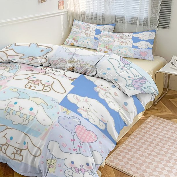 Cute Cinnamoroll Cartoon Character Duvet Cover Set Bedding Set 3D Cartoon Printed Comfortable And Soft Bed Set Room Decor for Bedroom