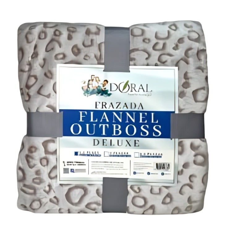 Frazada Flannel Outboss Deluxe 1.5 Plazas / Silueta Taupe Beige