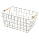 thumbnail image 1 of Cesta De Almacenamiento De Alambre Portátil Con Mango De Madera Para Oficina, Sala De Estudio, Aperitivos, Color Blanco S, 1 of 5