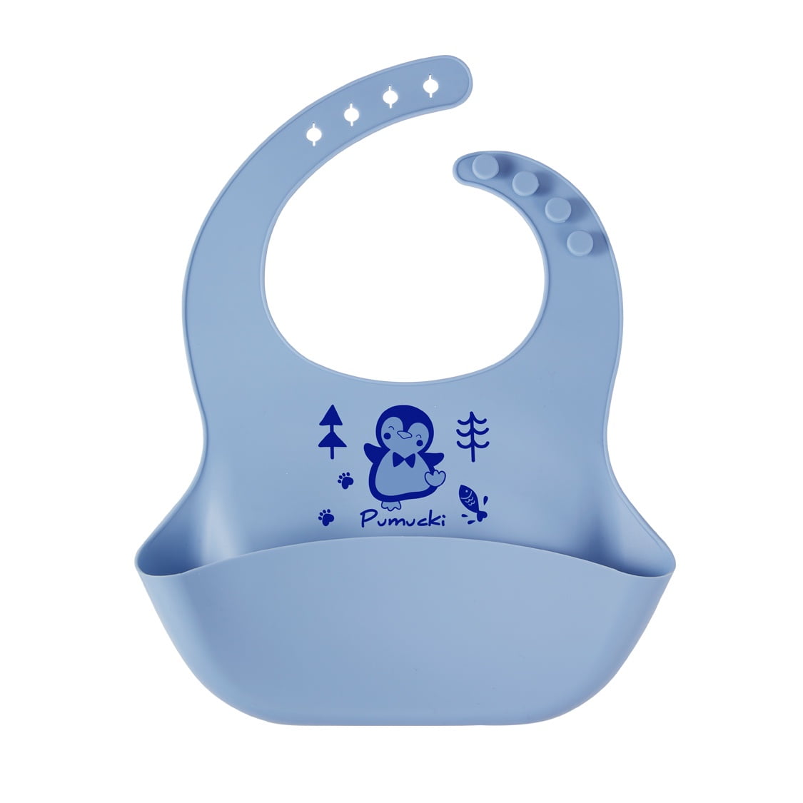 Pumucki - Babero De Silicona, Color Celeste