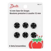 Sew-On Snaps Dritz 80-2-1, Tamaño 2, Negro, Latón, 6 Unidades
