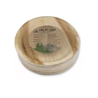 Ecosoulife - Pack De 25 Platos Ecológicos Redondos De 20Cms Diámetro. Hecho De Hoja De Palma, 100% Compostable