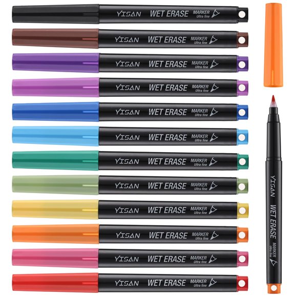 Marcadores Magnéticos de Borrado Húmedo YISAN 0,7 mm – 12 Colores
