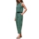 thumbnail image 4 of INSPIRE CHIC Conjunto de descanso de 2 piezas para mujer, top corto sin mangas y pantalones de pierna ancha, conjunto de verano a juego L Verde oscuro, 4 of 6