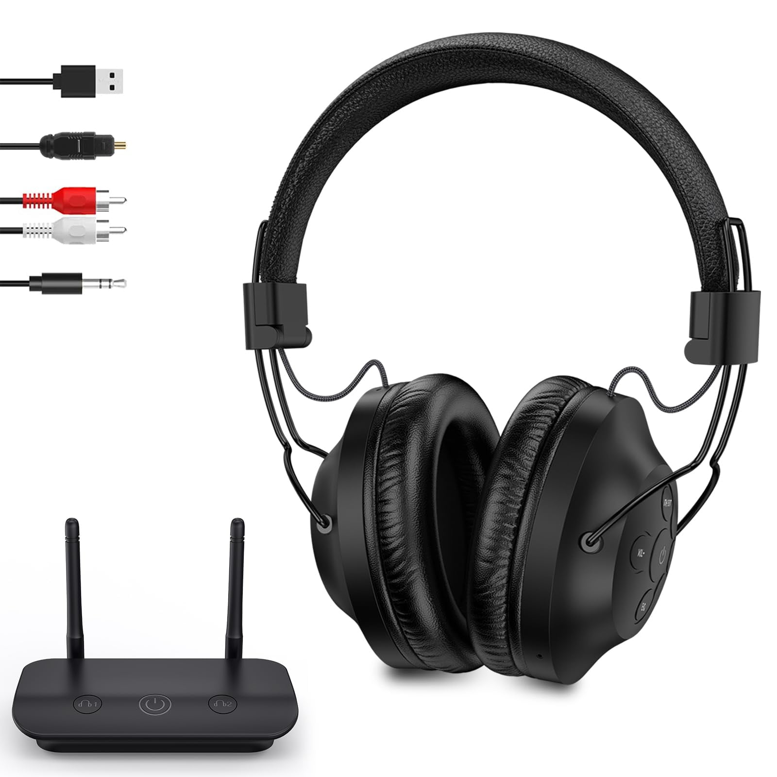 Auriculares Inalámbricos Rosida Para Ver Televisión Con Un Alcance De 295 Pies, Color Negro