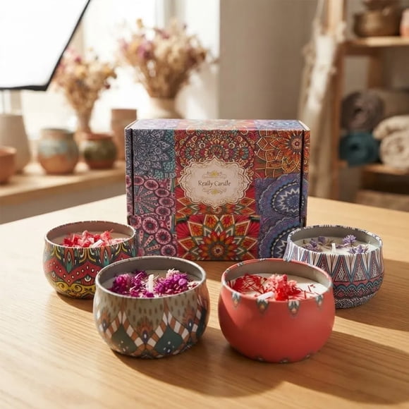 4 Velas Lata Arom ticas Florales Ambiente C lido Rom ntico El regalo perfecto