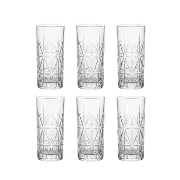 Set 6 Vasos Tallados Alto Highball 360 ml