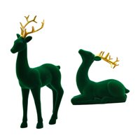 Magideal - 2 Piezas Figuritas De Reno Adornos Para Estantería Esculturas De Ciervo Decoración De Escritorio De Resina Con Superficie Suave Adecuado Para El Estu Verde