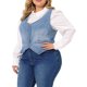 thumbnail image 4 of Agnes Orinda Chalecos de Mezclilla para Mujer de Talla Grande, Chaleco de Jean con Botones, Chaqueta Sin Mangas Casual 6X Azul Claro, 4 of 6