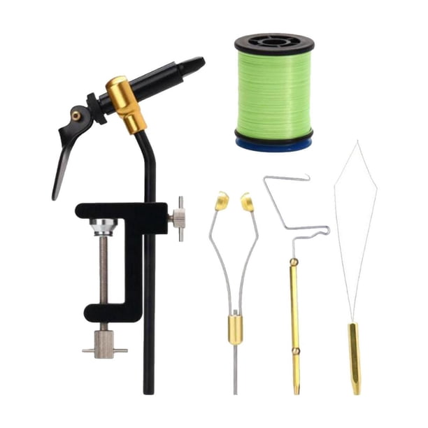 5x herramientas para atado de moscas, tornillo de banco giratorio para atado de moscas, accesorios para hacer señuelos, atado de moscas, anudador para